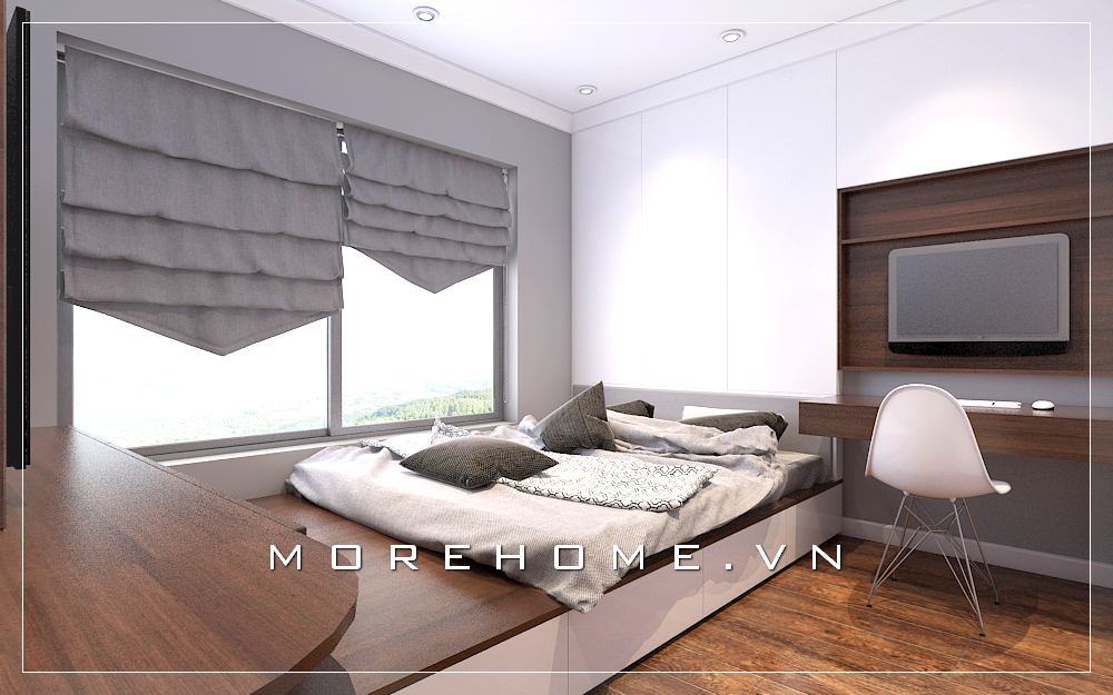 Mẫu thiết kế nội thất phòng ngủ hiện đại đầy tiện nghi và gọn gàng